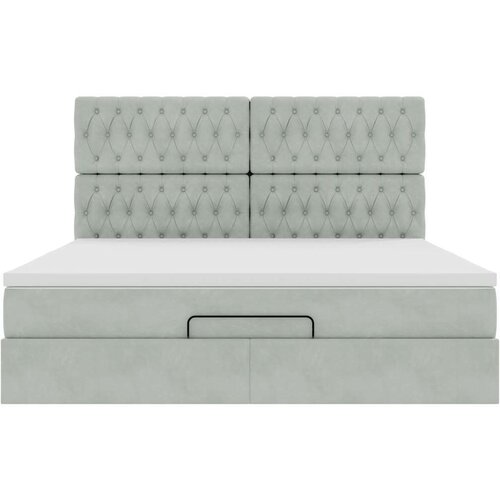 VidaXL Okvir kreveta s madracima svijetlosivi 160x200cm bar&amp;scaron;unasti Slike