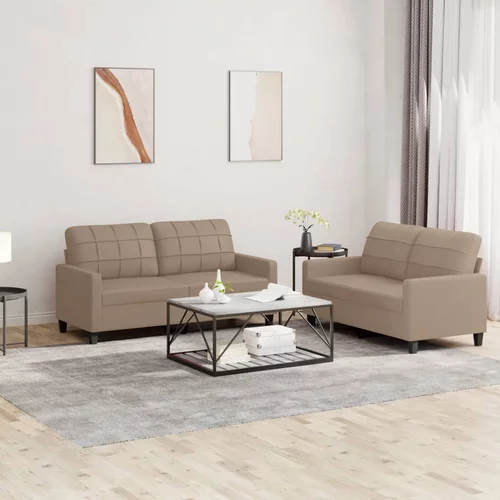 vidaXL 2-dijelni set sofa s jastucima boja cappuccina od umjetne kože