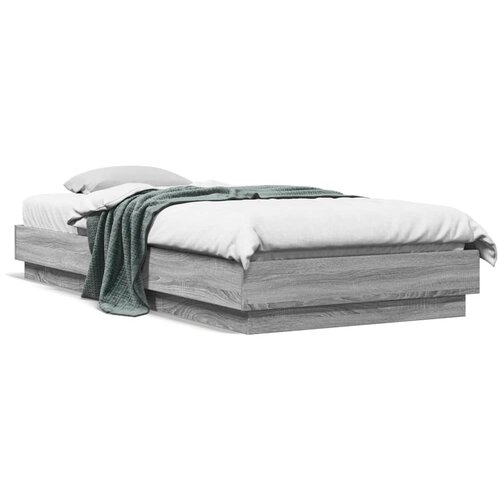 VidaXL Posteljni okvir z LED lučkami siva sonoma 100x200 cm Slike