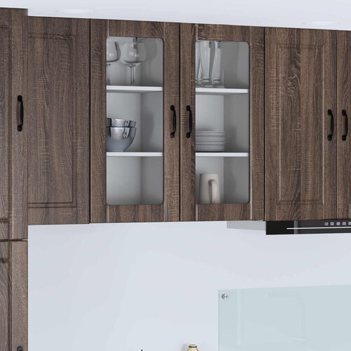  Zidni stakleni ormarić 2 pcs Smeđi hrast 40 x 31 x 80 cm Cijene