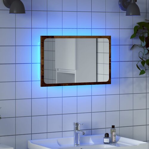  Kupaonsko ogledalo s LED svjetlom boja drva 60x8,5x38 cm Cijene