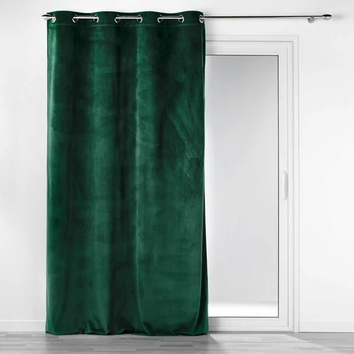 Douceur d intérieur Zelena zavesa iz rebrastega žameta 140x260 cm Casual –