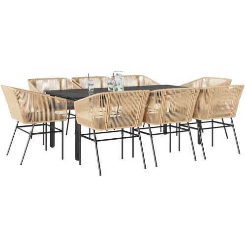  Vrtna garnitura - 9-dijelni vrtni blagovaonski set s jastucima poliratan i staklo - Smeđa 200 x 100 x 74 cm 8 Cijene