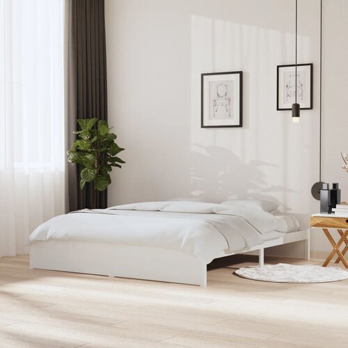 The Living Store Posteljni okvir bel iz trdnega lesa 180x200 cm - Posteljni Okvir, (21529238) Slike