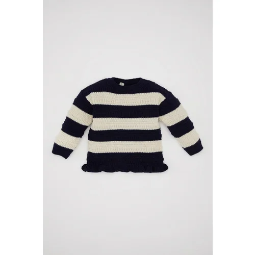 Defacto Baby Girl Crew Neck Striped Sweater