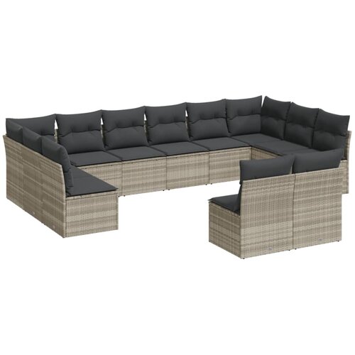 VidaXL 12-dijelni set vrtnih sofa poliratan s jastucima svijetlosivi Slike