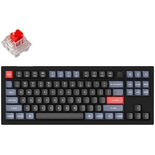 KEYCHRON V3 QMK Mehanska tipkovnica po meri / Carbon Black / K Pro Red / V3-D1, (22108200) Slike