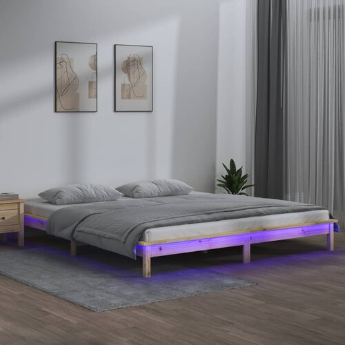  LED okvir kreveta 180 x 200 cm veliki bračni od masivnog drva Cene