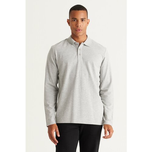 AC&Co / Altınyıldız Classics Men's Gray Melange Standard Fit Normal Cut 3 Thread Fleece 100% Cotton Polo Neck Sweatshirt Slike