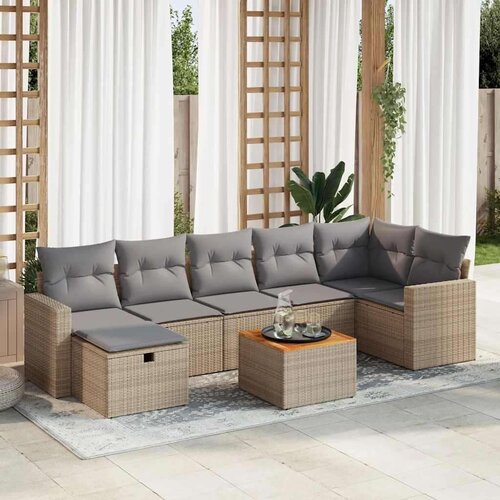  8-dijelni set vrtnih sofa od poliratana s jastucima bež Cijene
