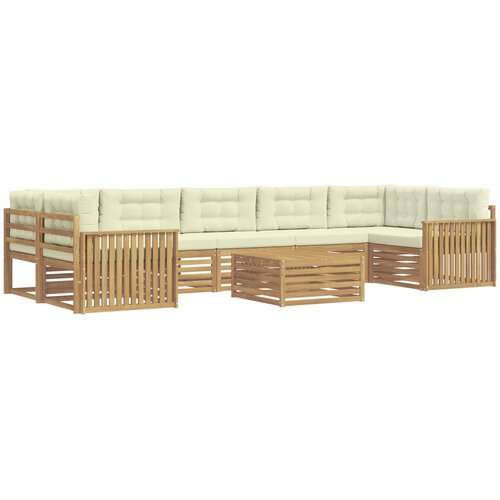  Set vanjskih sofa 8 kom. Bijela i krem Čvrsto drvo akacije Slike