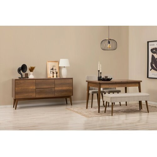 Hanah home rasklopivi trpezarijski set (sto, stolice i komoda &amp;ndash; 5 komada) Vina 02 1005 869VEL8787 Slike