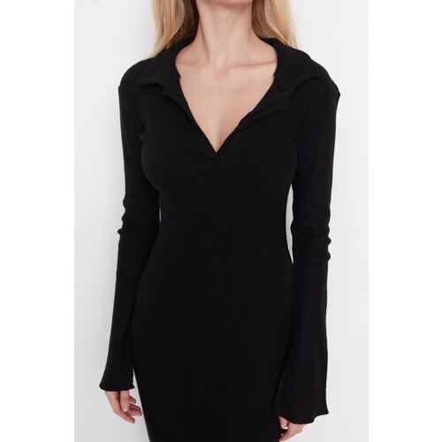 Trendyol Black Maxi Fake Knitwear Knitted Dress Cene