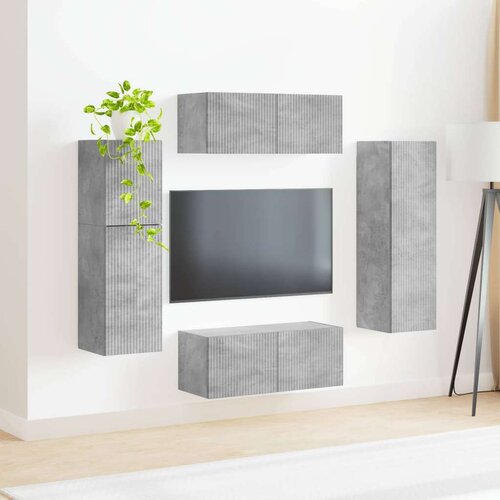  Set TV komoda Zidne 4 pcs Betonski sivi Konstruirano drvo Slike