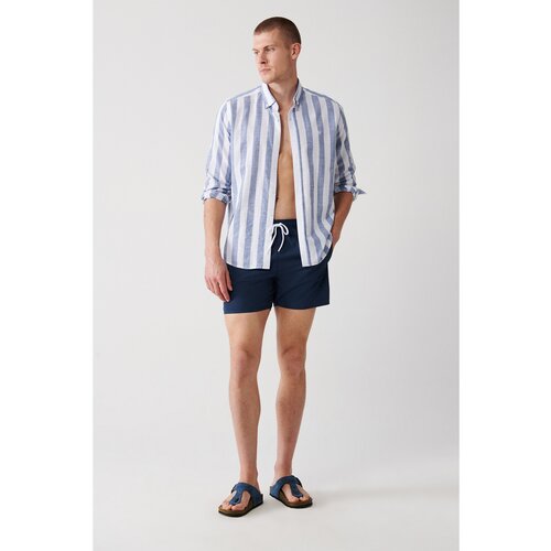 Avva Men's Indigo Quick Dry Printed Standard Swimwear Marine Shorts Slike