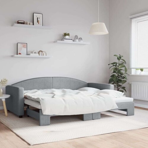 vidaXL Izvlečna dnevna postelja svetlo siva 90x200 cm blago Cene