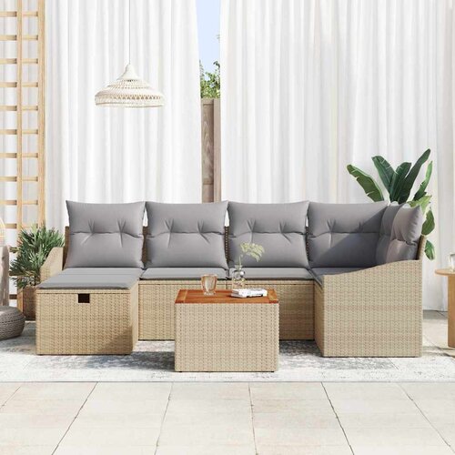  Sjedeća garnitura za vrt 7 kom. Bež poliratan 233,5 x 123,5 x 85 cm Slike