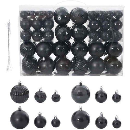 VidaXL Božićne kuglice 100 kom crne &amp;Oslash;3/4/6 cm Slike
