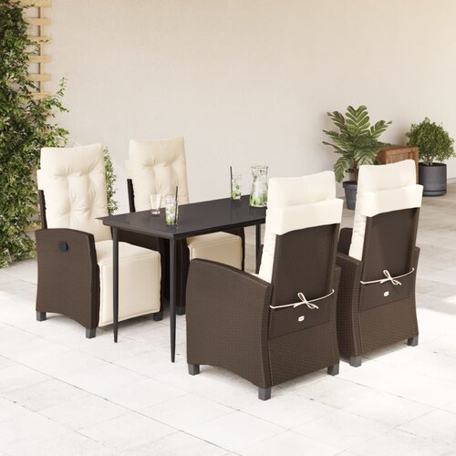 vidaXL 5-dijelni vrtni blagovaonski set s jastucima poliratan smeđi Cene