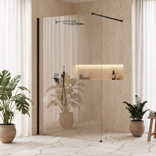 Rea Stena za prhanje Flexi Transparent / Black 120 Cene
