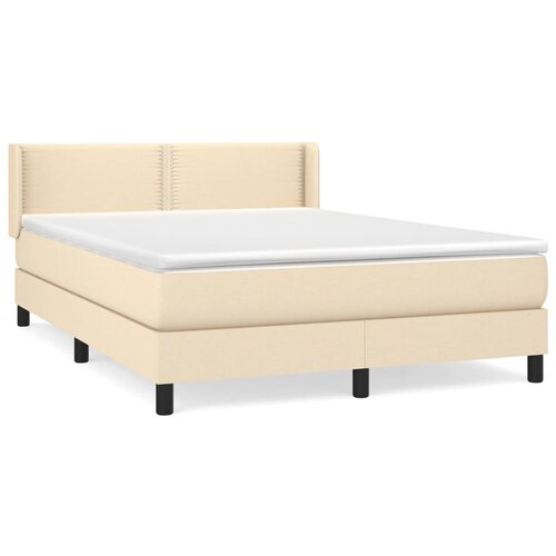 vidaXL Box spring postelja z vzmetnico krem 140x200 cm blago, (20725230) Cene