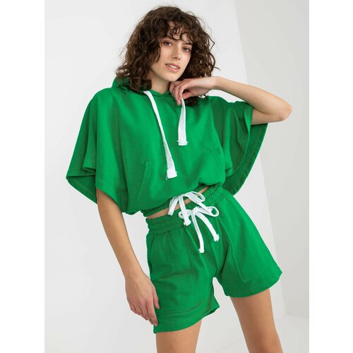 Fashion Hunters Green summer basic tracksuit with short sweatshirt Slike