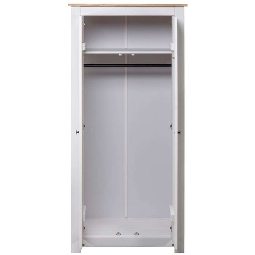  Garderobna omara bela 80x50x171,5 cm trdna borovina Panama Slike