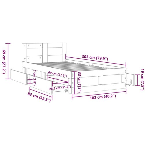 VidaXL okvir za krevet s uzglavljem bijeli 100 x 200 cm drveni Slike