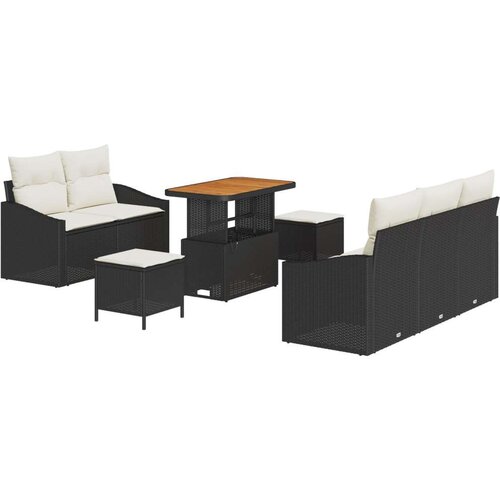  Set vrtnog namještaja od 8 komada s jastučićima Crna Poli ratan Akacija  Dvosjed vrtne sofe s jastučićima Crna Poli ratan  Set v Cijene
