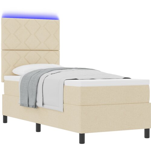 vidaXL škatlasta vzmetnica z vzmetnico & LED bež 80x200 cm Tkanina, (22082966) Cene