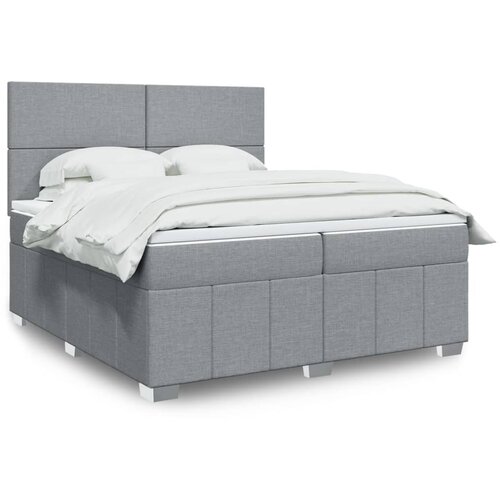 vidaXL Box spring postelja z vzmetnico svetlo siva 200x200 cm blago Cene