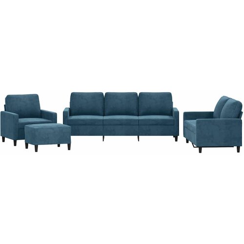  4-dijelni set sofa s jastucima plavi bar&amp;scaron;unasti Plava Slike