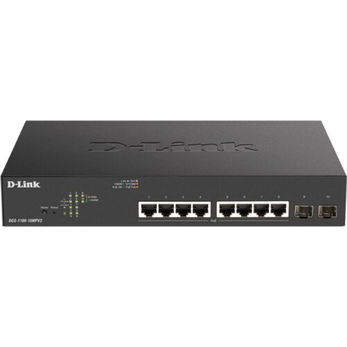D-link DGS-1100-10MPV2 network switch Managed L2 Gigabit Ethernet (10/100/1000) Power over Ethernet (PoE) 1U Black Slike