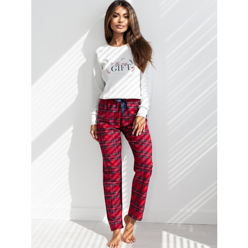 Sensis Pyjamas Maribel Interlock/Flannel Christmas S-XL cream 001 Slike
