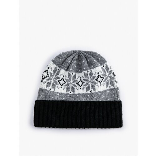 Koton Knitted Beret with Folding Detail and Winter Themed Pattern Cene