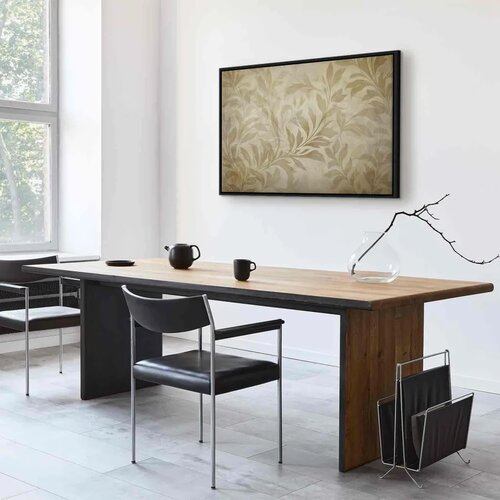  Slika - Botanical Motif with Leaves and Vines in Sand Colors 120x80 U crnom drvenom okviru Slike