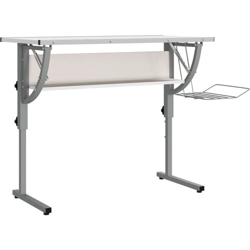 Maison Chic Delovna miza - pisarni&amp;scaron;ka miza - Računalni&amp;scaron;ka miza bela in siva 110x53x(58-87) cm inžen. les in jeklo, (21785249) Slike
