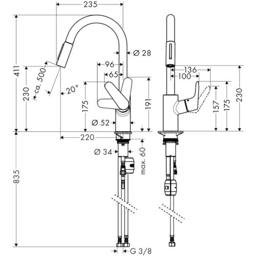 Hansgrohe 31815670 Focus M41 vrtljiva izvlečna kuhinjska armatura Cene