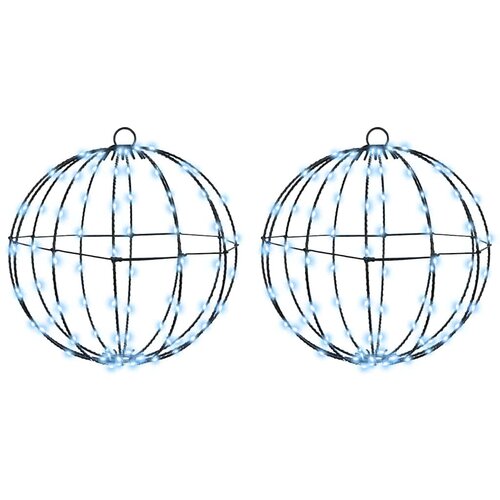 VidaXL Žogica med 192 LED 2 pcs Hladno bela 30 cm Kovina Slike
