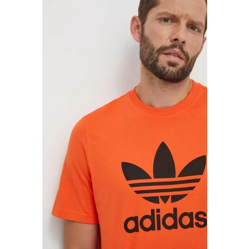 Adidas Bombažna kratka majica moški, oranžna barva