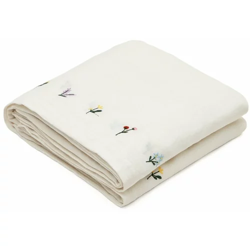 Kave Home Bijeli laneni prekrivač za bračni krevet 170x250 cm Sadurni –