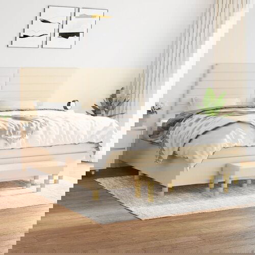  The Living Store Box spring postelja z vzmetnico krem 180x200 cm blago - Box Spring Postelja, (21520542) Cene
