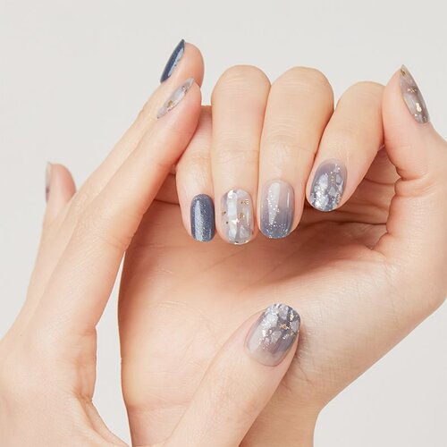 OHORA Semi Cured Gel Nail Strips N Gleam Blue nalepke za nohte odtenek ND-079-J 1 kos Slike