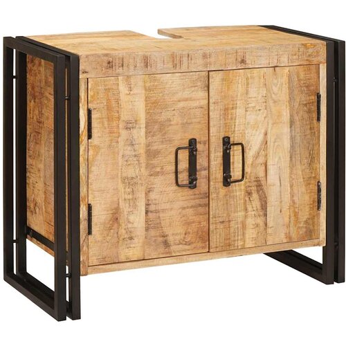 VidaXL Ormarić za umivaonik 71 x 33 x 58 cm Čvrsto drvo manga, željezo Slike