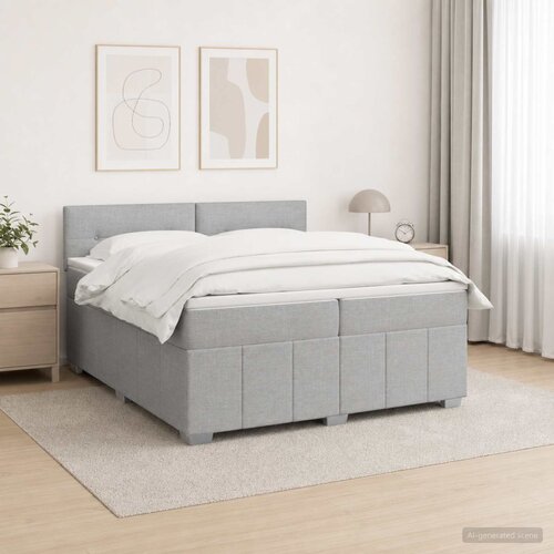  LED okvir za krevet s madracem Svjetlosiva 200 x 200 cm Tkanina Slike