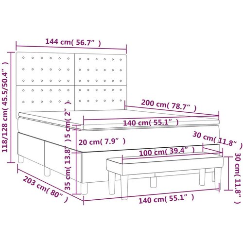  Krevet box spring s madracem svjetlosivi 140x200 cm od tkanine Slike