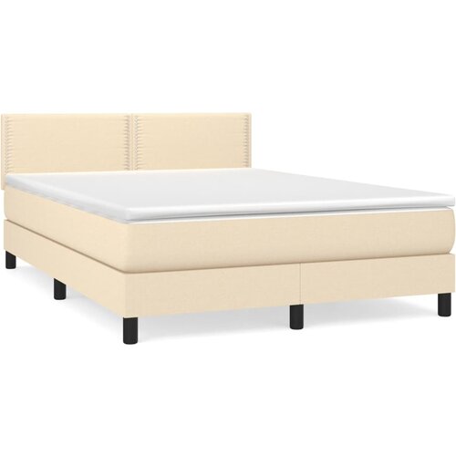 VidaXL Box spring postelja z vzmetnico krem 140x200 cm blago, (20723901) Slike