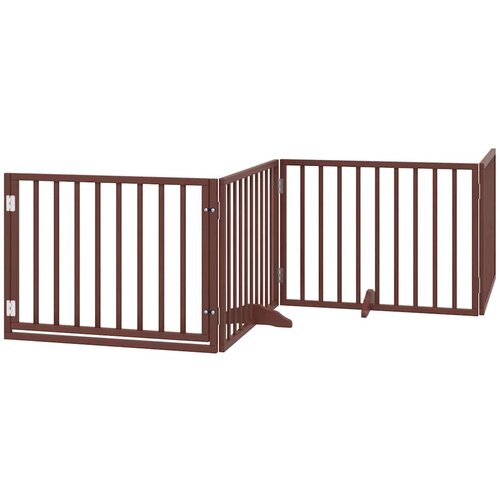  Vrata za pse s vrata&amp;scaron;cima 10 panela sklopiva 800 cm drvo topole Smeđa 80 x 60 x 2 cm Slike
