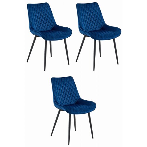 Brandless Stol VERDO - mornarsko modri žamet / črne noge x 3, (22055139) Slike