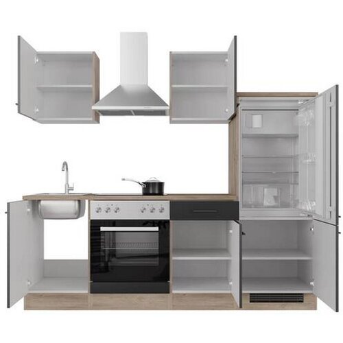 Flex-Well Kuhinjski Blok Capri, Črna, Hrast Slike